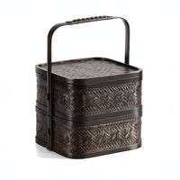 Bamboo Basket with Lid Handwoven Bamboo Basket with Handle Handmade Storage Container Box for Kitchen
