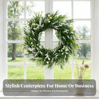 Lavender Flower Wreath Indoor Outdoor Artificial Wreath Lifelike Appearance for Fireplace Mantel
