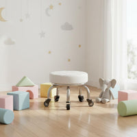 Round Stool with Wheels Waterproof Low Rolling Stool Ergonomic Design for Garage
