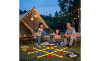 Portable Tic-Tac-Toe with Bean Bags Sturdy Outdoor Noughts and Crosses Toe Set Tear-Resistant Bean Bag Toss Set Washable for Backyard