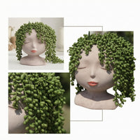 Head Planter with Drainage Hole Sculptural Bust Planter Matte for Shelf, Balcony