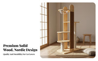 Wood Cat Climbing Structure Sturdy and Stable with Scratching Posts Space-Saving Vertical Design Pet Furniture