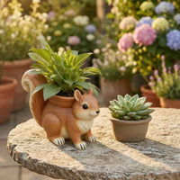 Squirrel Planter Curled Tail Squirrel Flower Pot Decorative Craft