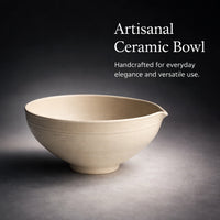Ceramic Noodle Bowl, 8.3-inch Matte Beige Deep Plate