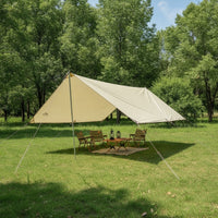 Hexagonal Tarp with Poles Large Camping Tarp Multifunctional Awning for Campers