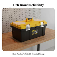 Toolbox with Removable Tray Hard-Wearing Compartment Organizer Box Portable