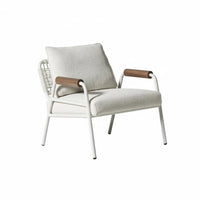 Upholstered Armchair with Woven Rear Waterproof Patio Seating Anti-Corrosive Dense Foam Padding for Residents, Courtyard