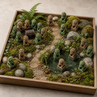Vintage Dual-Tone Mini Stone Lion Figurines for Garden Micro Landscape Decor