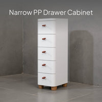 Slim 5-Drawer Storage Cabinet, PP Organizer, Narrow Design