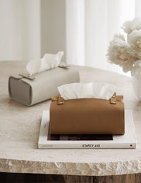 Leather Tissue Box Cover with Saddle Leather, Retro Car Tissue Holder for Living Room, Hallway, Bedroom