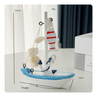 Mediterranean Design Boat Decor Handmade Miniature Sailboat Model Pre-Assembled