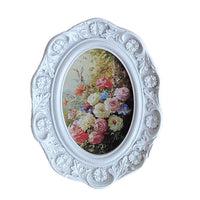 法式白色树脂相框雕花照片墙餐厅画框摆件摆台椭圆挂墙客厅组合框