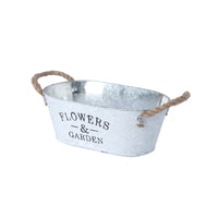 Oval Tabletop Planter Printed Lettering Flower Pot with Handles