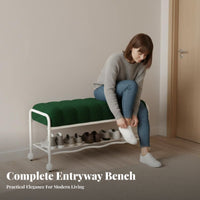 Padded Shoe Rack Bench Space-Saving Curved Shoe Changing Stool for Retail shop