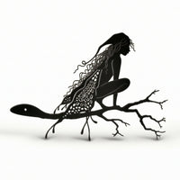 Fairy on Branch Silhouette Lightweight Metal Fairy Silhouette Compact for Trees