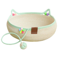 Round Woven Kitten Bed Scratch-Resistant Braided Rope Kitten Bed Soft Walls