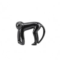 Abstract Monkey Sculpture Glossy Black Resin Monkey Figurine Hollowed Front
