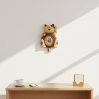 Maneki-Neko Timepiece Wood-Like Finish Home Decor Resin