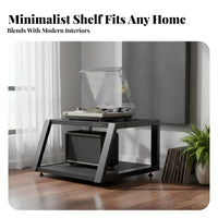 4 Pieces Stereo Component Shelf Audio Tower Amplifier Rack Steel and Wood Media Furniture Turntable Stand with Ventilated Design Suitable for Living Room Home Theater Home Entertainment Listening Station Household Furniture