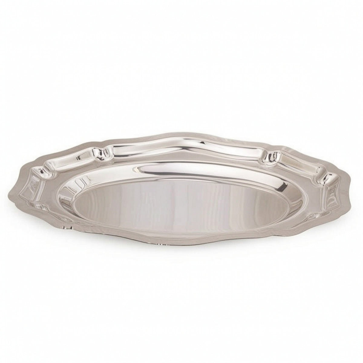 Oval Serving Tray Smooth Mirror Finish Tray with Rim Low Profile Oval Serving Platter for Afternoon Tea, Home Entertaining