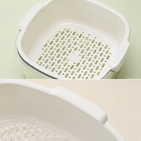 Colander Bowl Set 2-Tier Draining Bowl Plastic Vegetable Washing Fruit-Friendly Time-Saving Cooking