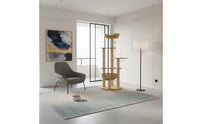 Solid Wood Construction Feline Tree with Space Capsule Sturdy & Stable Wooden Feline Climbing Frame Easy Assembly Pet Furniture for Cats, Kittens, Indoor