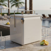Metal Chilling Container with Handle Insulated Chiller Chest Insulated Ice Chest for Outdoor, Camping, Car Travel