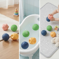 4 Pieces Sensory Ball Set Soft Textured Ball Set Sensory Balls Squeezable Textured Balls Tactile for Babies, Nursery, Bath Time