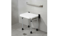 Folding Wall Mount Bath Seat 4-Leg Support Wall Mounted Shower Stool Heavy Duty Foldable Bathing Stool for Elderly Women