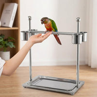 Parrot Training Stand with Wheels, Stainless Steel Large Bird Stand Floor Stand, Interactive Bird Play Area and Cockatiel Stand for Avian Training
