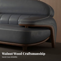 3-Seater Straight Sofa Top-Grain Leather Upholstery 3-Seater Upholstered Sofa New Chinese aesthetic Living Room Seating for homeowners, Families, Bedroom