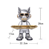 French Bulldog Butler Statue Multi-Functional Double Tray Storage Ornament