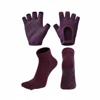 Non-Slip Pilates Socks and Gloves Non-Slip Stretching Gloves and grip Socks Set Breathable Exercise Accessories for Women, Yogis, Gym