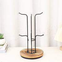 Wooden Rotating Coffee Cup Holder Rack for Living Room and Bar