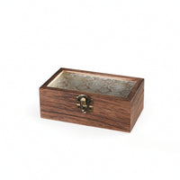 Hinged Display Case with Glass Lid Embossed Wooden Box with Glass Lid Wood-Grain Jewelry Box Decorative for Women, Desktop, Dresser, Vanity