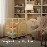 Multimulti-Tier Feline Condo Spacious Design Multimulti-Tier Feline Playpen Multiple Entry Doors Quick Setup for Indoors
