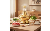 Briquette-Heated Hot Pot Tabletop Hot Pot with Chimney Vintage Cookware for Families