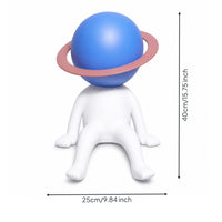 Astronaut Figurine Seated Astronaut Statue Modern for Bookshelf, Entryway