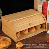 多功能厨房家用楠竹简易面包收纳箱竹制翻盖面包箱蛋糕收纳箱