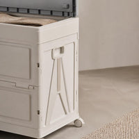 Foldable Plastic Storage Box with Double Doors and Wheels, Large Capacity Clothes Organizer