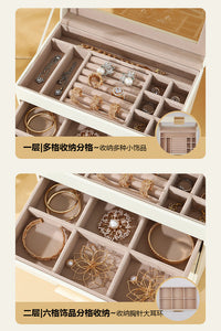 多层首饰收纳盒防氧化耳环耳钉项链饰品首饰盒珠宝盒欧美风大容量