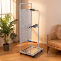 Avian Play Stand and Large Bird Cage Stand, Metal Pet Bird Stand with Wheels, 3 Tier Parrot Stand with Stainless Steel Tray for Macaw Cockatoo