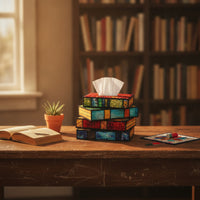 Book-Style Tissue Box Cover Fashionable Container Elegant for Reading Nook