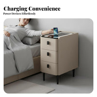 3-Drawer Smart Table Wireless Charging Nightstand Slim Design for Home Snowice