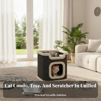 Year-Round Comfort Multi-Level Cat Tree Integrated clawing Posts Multi-Story Cat Tower with Condos Multiple Resting Spots Feline Play framework snug sanctuary for felines, Kittens, Indoors, Living Room, Bedroom, Home