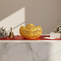 2 Pieces Hollow Treasure Vessel Good Luck Symbol Gold Ingot Ornament Gift Idea