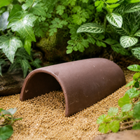 Land Turtle Ceramic Hiding Spot, Natural Breathing Reptile Shelter, for Terrarium, Brown