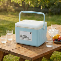 13L Cooler Box White Lid Outdoor Container Ribbed Sides