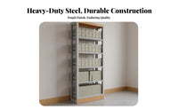 Steel Library Bookshelf Heavy Duty Freestanding Archive Shelving Sturdy Construction Multi-Tier File Shelf for Students, School Administrators, Study