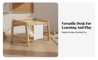 Multi-Functional Wooden Kids Table and Chair Set Solid Wood Adjustable Height Toddler Desk and Stool Child-Friendly Design Children's Art Table with Paper Roll Long-Lasting Construction for Toddlers, Kindergarteners, Parents, Nursery, Daycare, Classroom